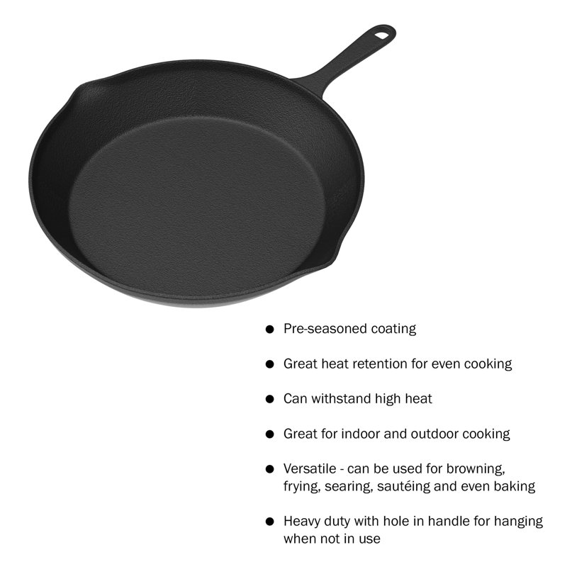 Nonstick Cast Iron Frying Pan Set - 3 Pre-Seasoned Skillets