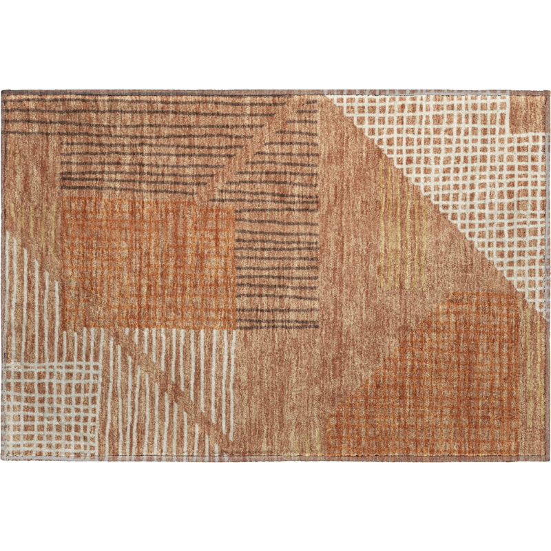 Premium Machine Washable Mayfield AMF2270 Striped Rug, 1'8" x 2'6", Paprika