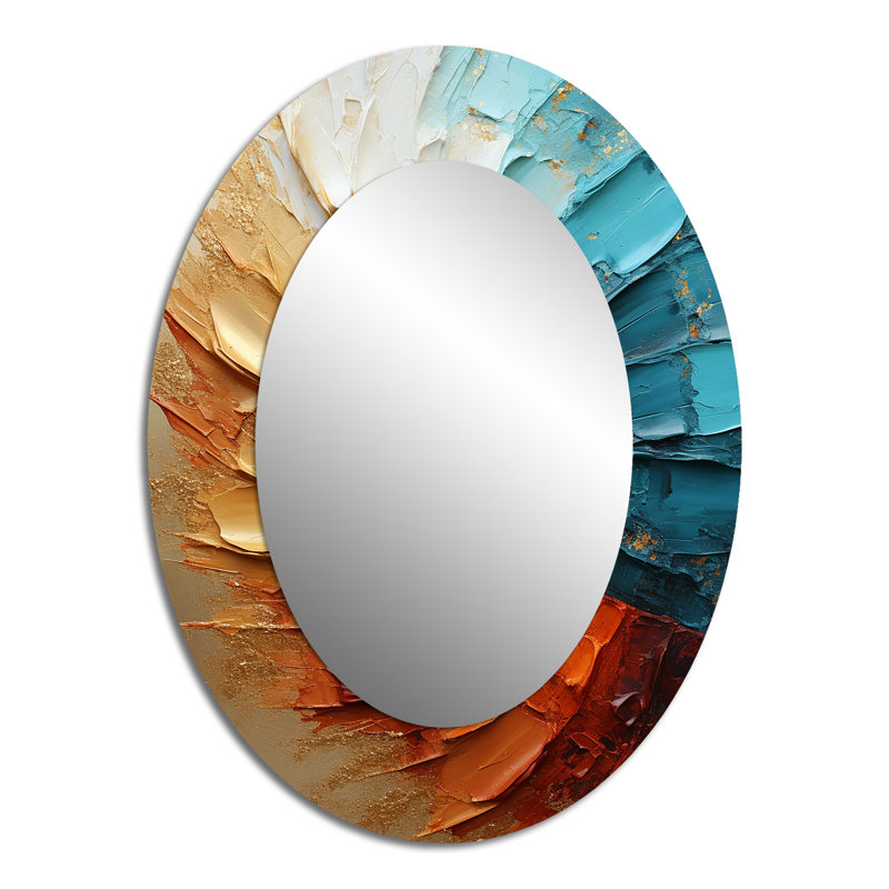 Miroir mural ovale doré et bleu, 40 po x 30 po