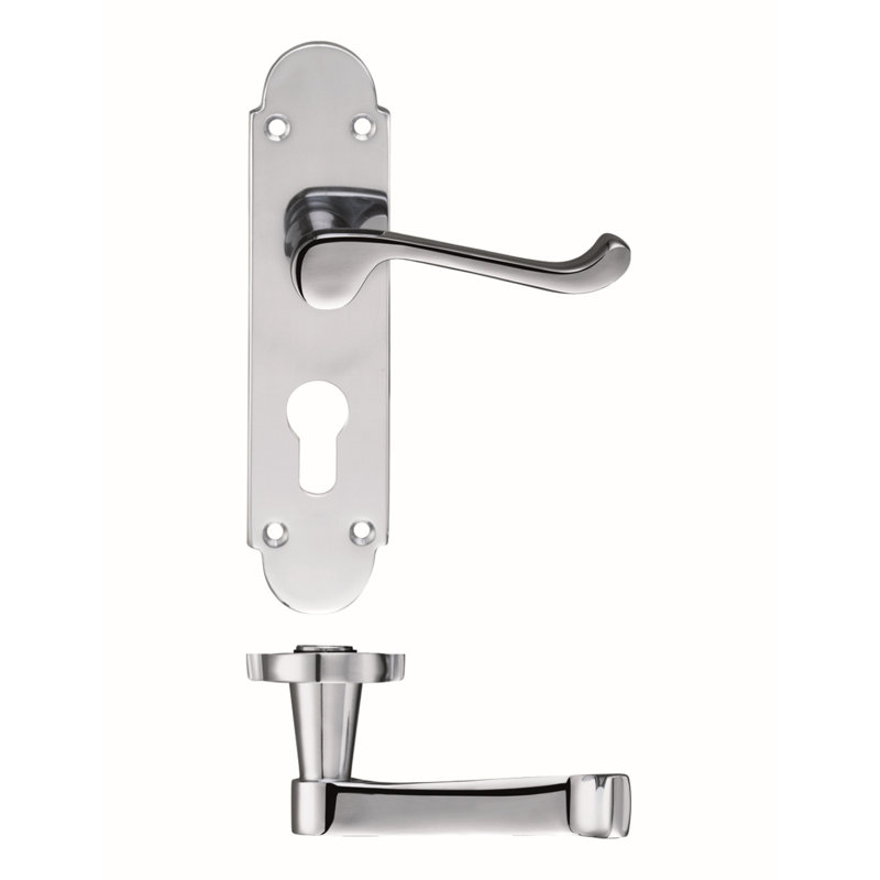 Patternsin Lock Door Handle, Polished Chrome