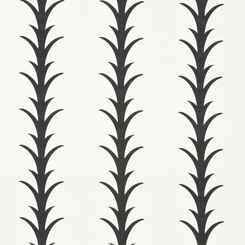 Schumacher x Celerie Kemble Acanthus Stripe Fabric, Carbon