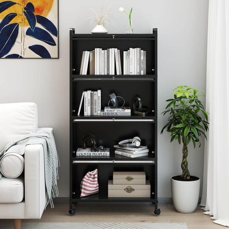 Armoire de rangement autoportante à 4 niveaux avec porte pour petits espaces , Noir