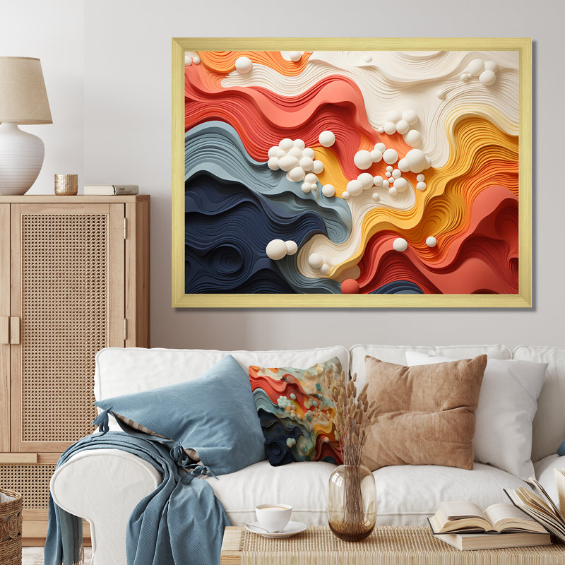 «Colorful Ripple Harmony Elegance I», reproduction d'art murale abstraite, H 34 po x l 44 po x P 1,5 po