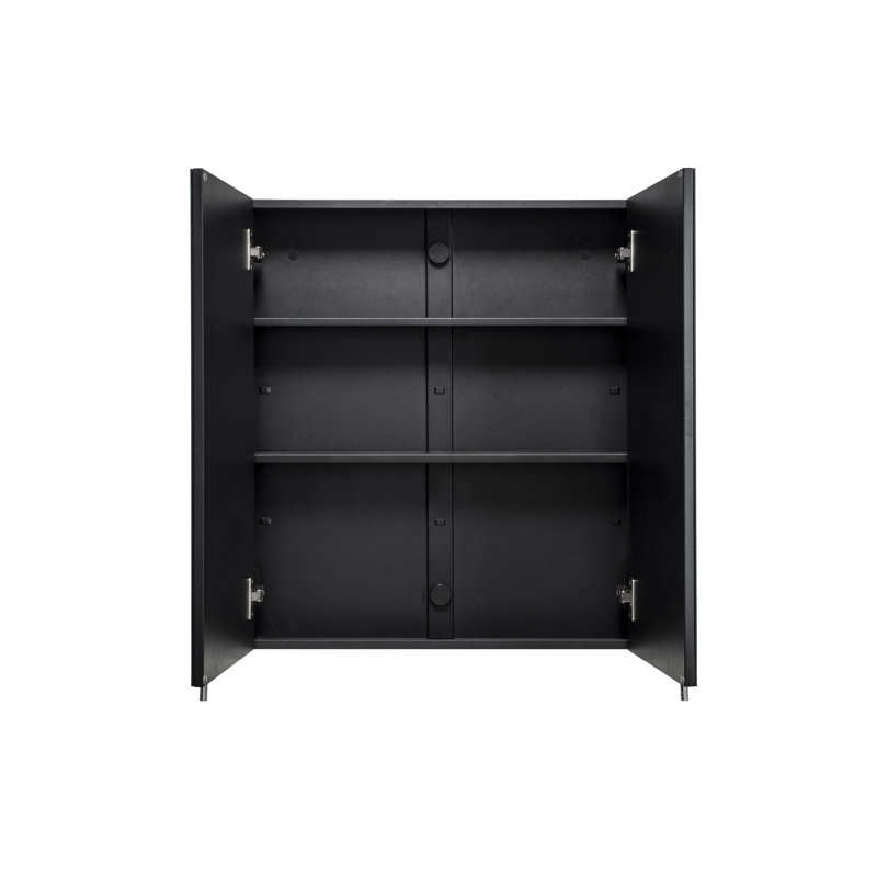 Dawley Double Door Black Steel Bathroom Mirror Cabinet
