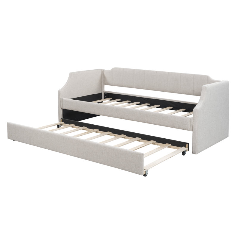 Claverack Upholstered Daybed with Trundle, Beige
