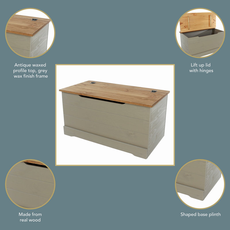 Grey Storage Trunk, Corona Classic Ottoman Chest for Bedrooms, Hallways
