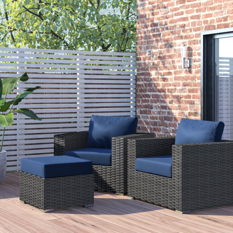 Ensemble modulaire d'extérieur Sunway 3 pièces Modway, Toile bleu marine Sunbrella®