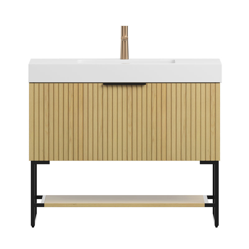 Meuble-lavabo de salle de bain 36 po YOLAN, Blanc, Chêne, 36"