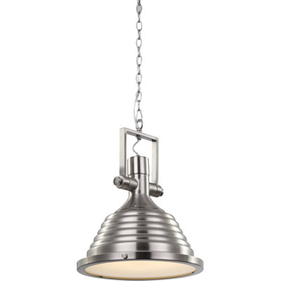Luminaire suspendu transitionnel en chrome 1 lumière avec un fond en verre transparent