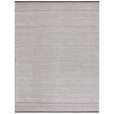 Wanetta Flat Weave Wool/Cotton Geometric Rug in Gray/Brown/Ivory