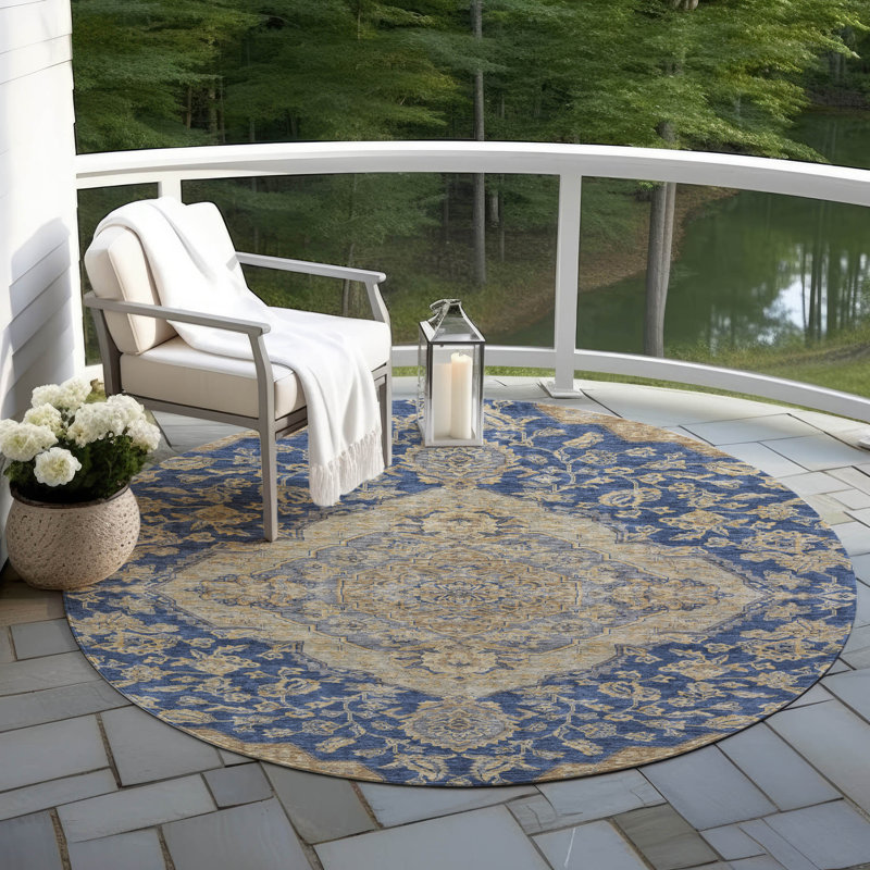 Tapis d'intérieur / extérieur bleu Celia , 8 pi x 8 pi