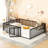 Queen Size Metal Floor Bed - With Fence And Door, Suits Different Styles Black Frame Versatile For Type-192261460-192261463