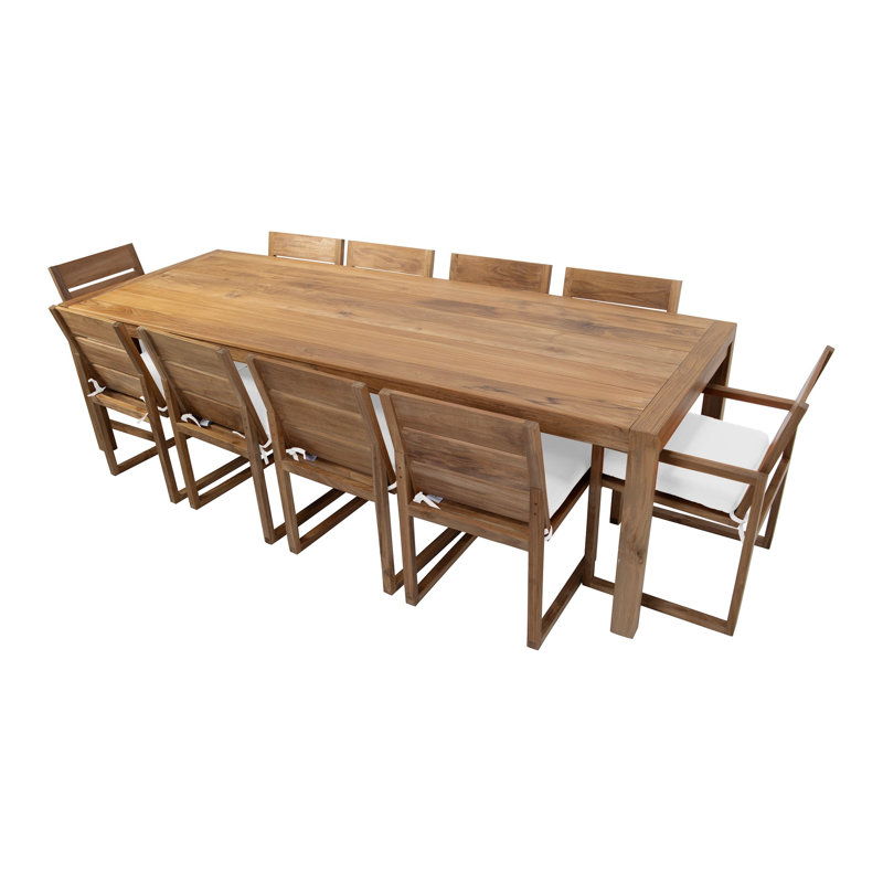 Venice 11 - Piece Solid Wood Dining Set, Antique Beige