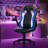 Faux Leather Chair with Floor Protector Mat Set, PU Computer Gaming Racer Seat with Flip-Up Handrail-1631140340