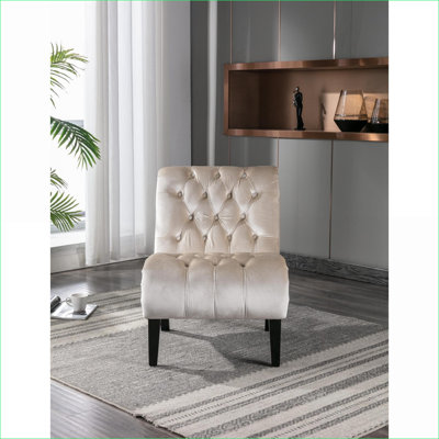 Chaise d'appoint COOLMORE en velours sans accoudoirs, fauteuil confortable rembourré avec pieds en bois pour le salon, la chambre à coucher et le bureau pour adultes