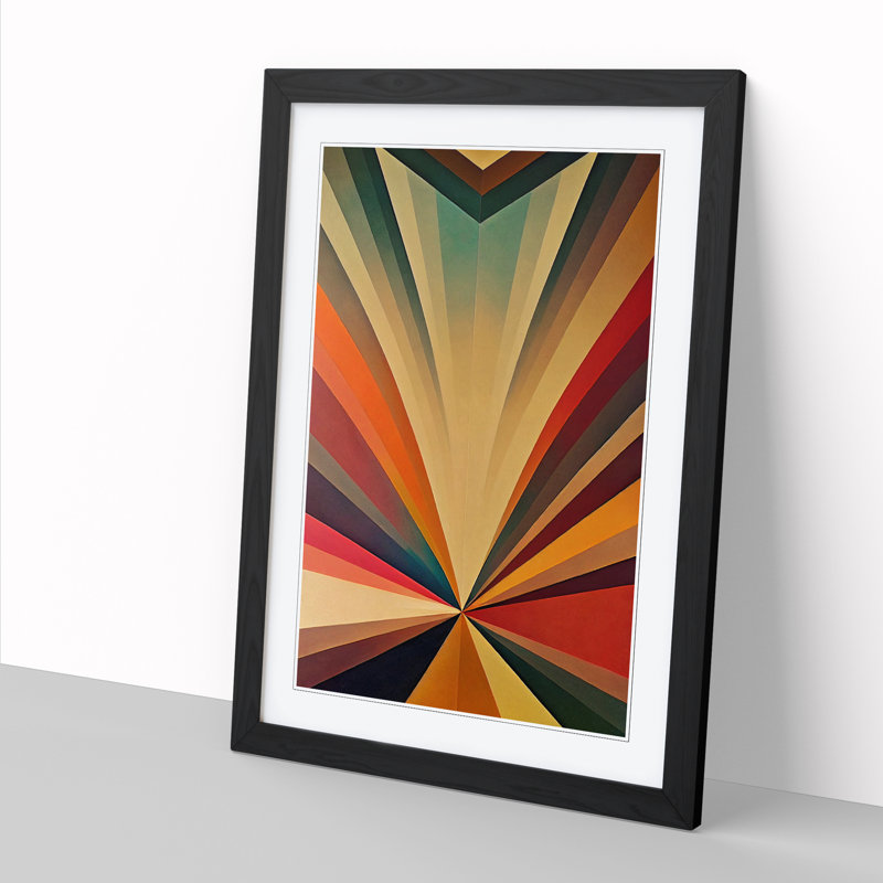 Sunset Art Deco - Single Picture Frame Print, Oak, 34cm H x 25cm W x 2cm D