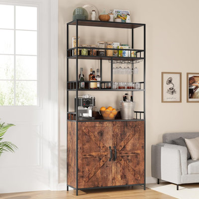 Tall Bar Cabinet 70.8" Bakers Rack With Cabinet by 17 Stories