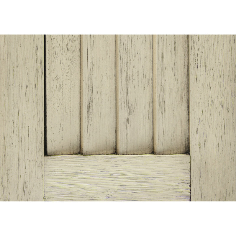 Solid Wood Bench With White Distressed Finish And Beige Upholstered Cushion Foam Seat Textured Upholstery In, White