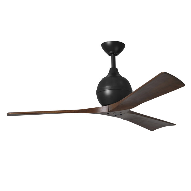 Ventilateur de plafond à 3 pales Irene, Noir mat, 52", Ton noyer