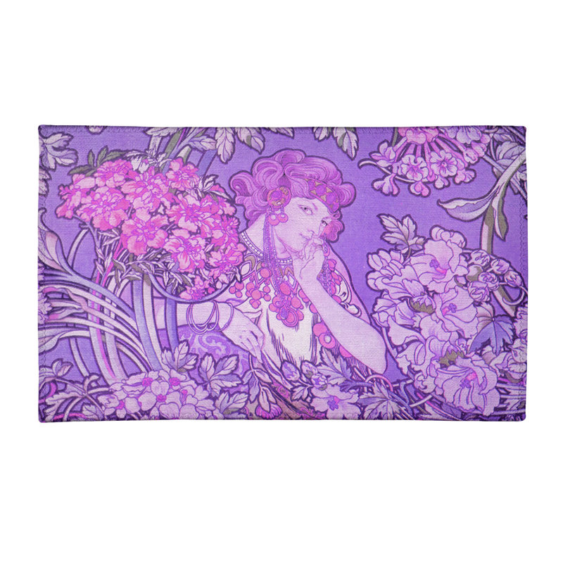 Tapis mauve/rose de fleurs, Rectangle 3 pi x 5 pi