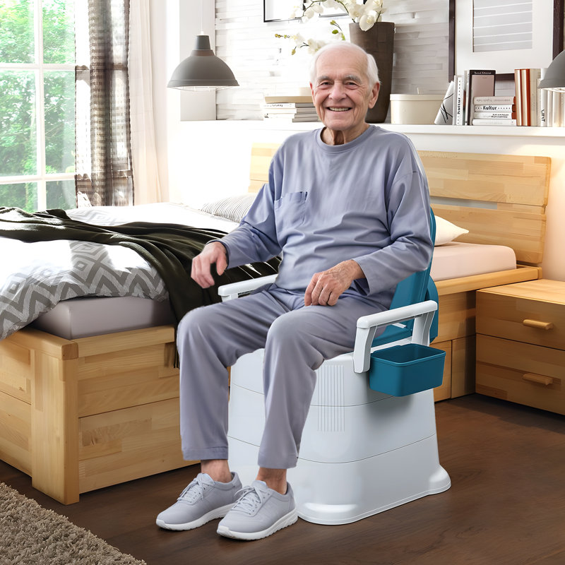 Bedside Commode, Upgraded Safety Commode Toilet For Elderly And Disabled, Potty Chair For Adults With Detachable Armrest, 18" Seat Width, 330lbs Heavy Duty - Bedside Commodes For Seniors