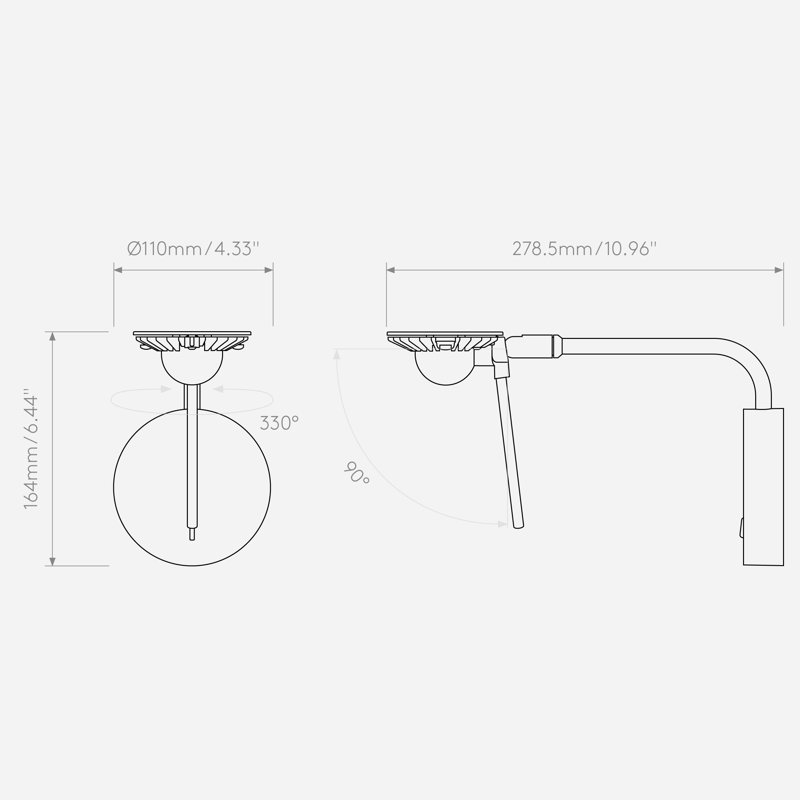 Miura 1 - Light LED Swing Arm, Matte Black, Matt Gold