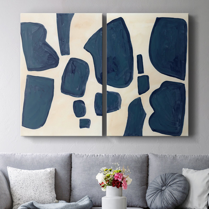 Toile tendue avec châssis bleu I-Premium Gallery - prêt à être accroché, H 48 po x l 64 po