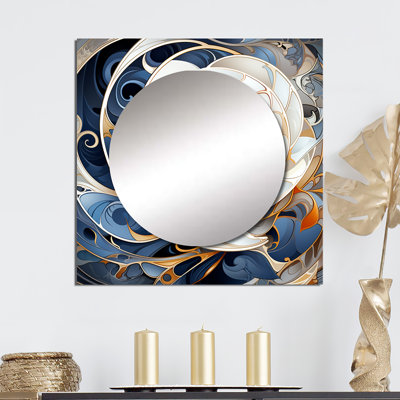 Fauman - Art mural miroir carré abstrait pour salle de bain