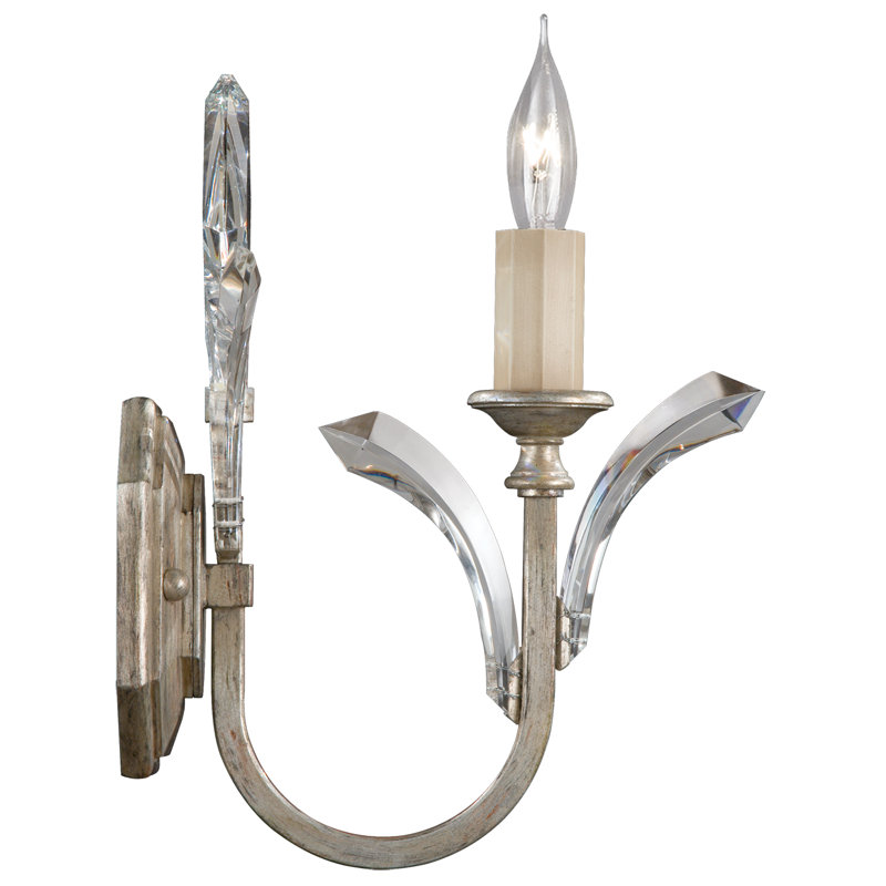 Beveled Arcs 1 - Light Candle Wall Light, Muted Silver Leaf