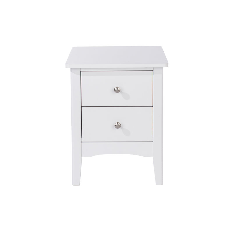 Clio 2 Drawer Bedside Table, White