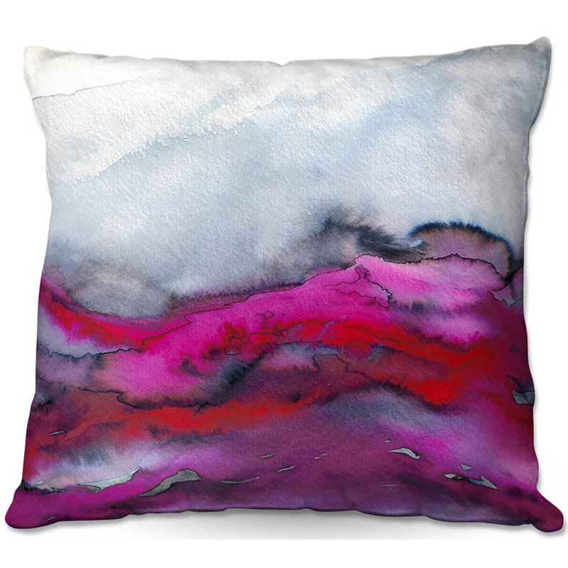 Coussin décoratif ondulations d’hiver canapé, 18 po x 18 po, Rose / mauve / rouge