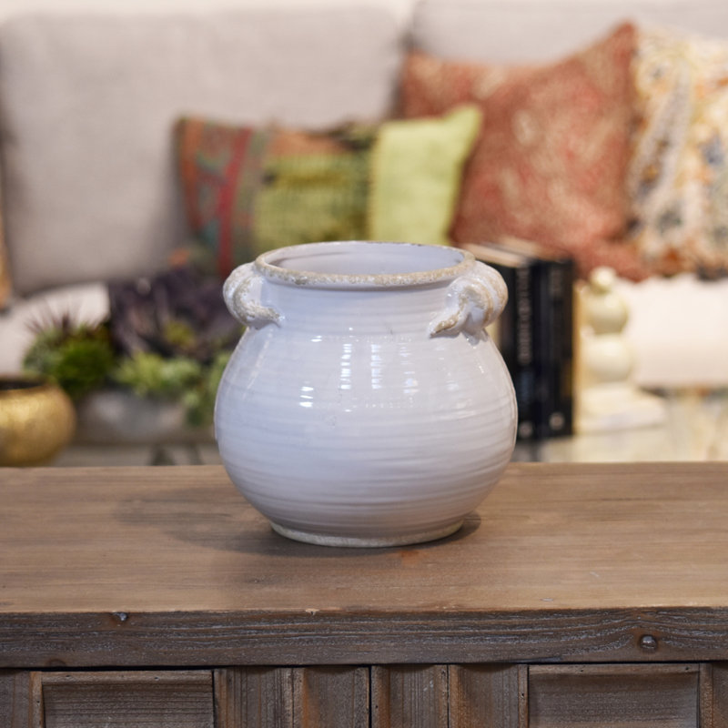 Pot à fleur en céramique Linkwood, Blanc, H 10 po x l 10 po x P 10 po
