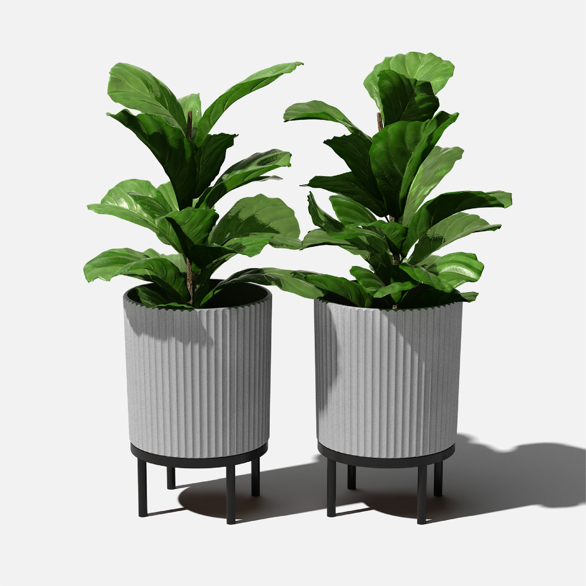 Demi Series Planter with Stand, 2, Gray/Black, 22" H x 14.75" W x 14.75" D