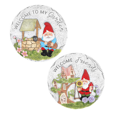 Paquet de 2 pierres de marche sur le thème du Père Noël - Décoration de jardin extérieur 9,8 po (Welcome Design)