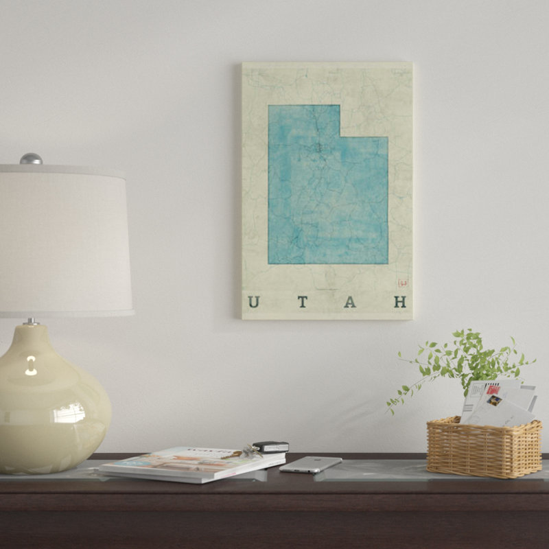 «Utah Map», impression sur toile, H 40 po x l 26 po x P 1,5 po, Toile tendue, Pas de tapis