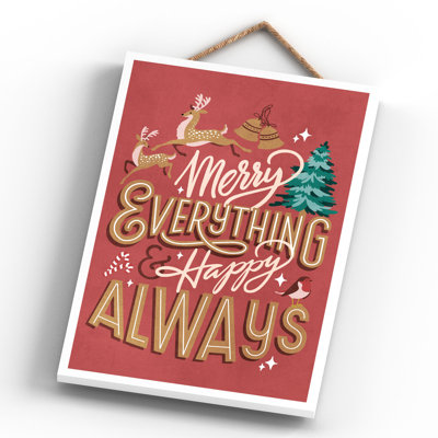 Xmas Merry Everything Happy Always Wooden Plaque