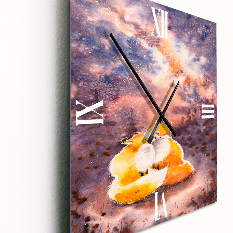 Hugging Foxes Over A Night Sky - Children's Art Wall Clock, Extra Large