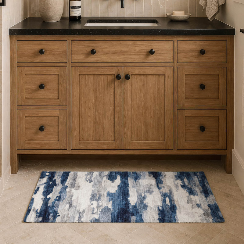 Machine Washable Indoor/Outdoor Chantille ACN2876 Abstract Rug, 1'8" x 2'6", Blue