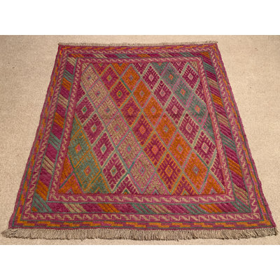 Tapis afghan sarde, kilim 3,9 pi x 3,11 pi, tribal oriental, tapis kilim tribal / tapis en laine authentique fait à la main