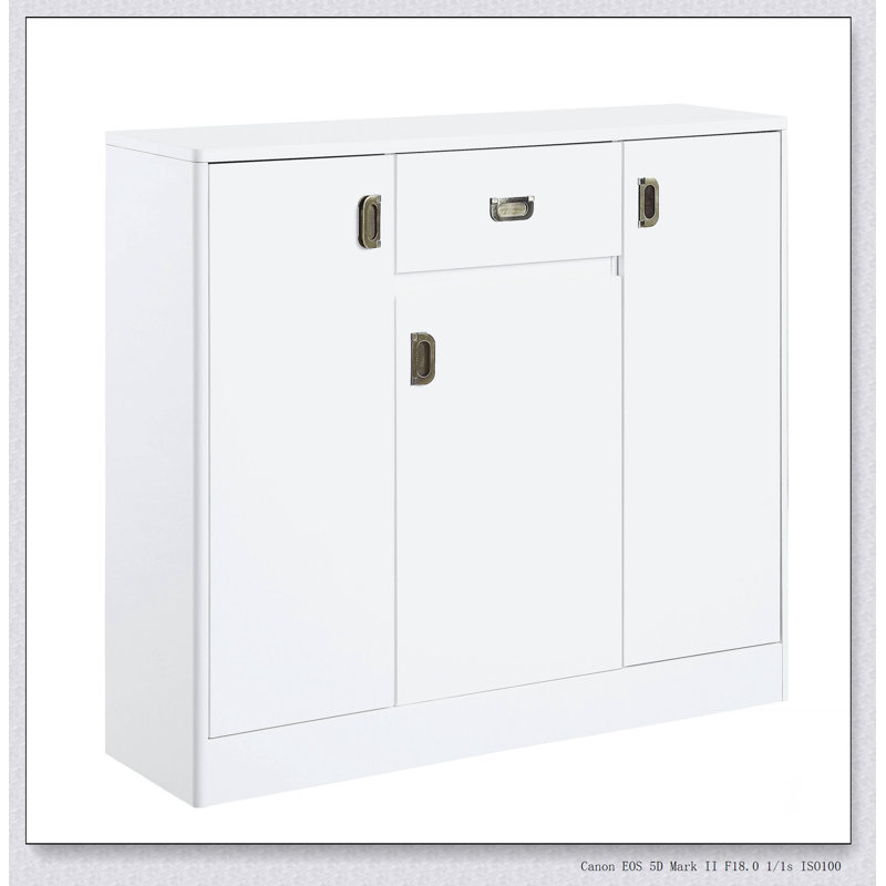 White High Gloss 3-Door Server with Drawer
