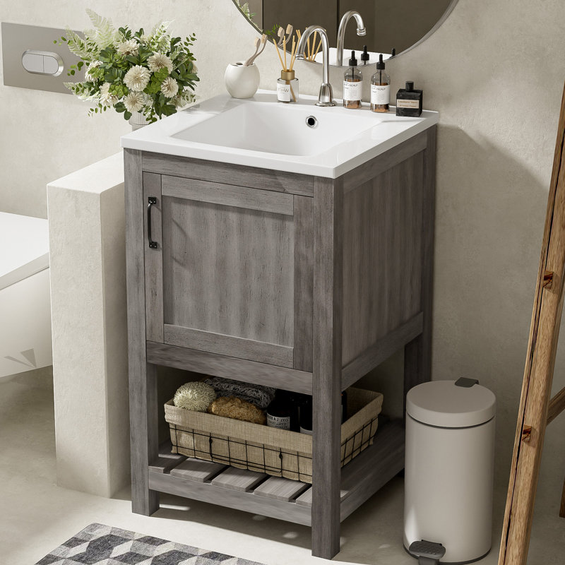 Meuble-lavabo simple 16,3 po avec plateau en céramique