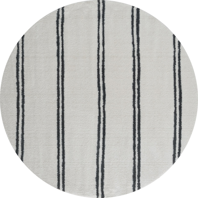 Tapis crème à poils longs Ralphio Irenaeus, Rond 7 pi 10 po