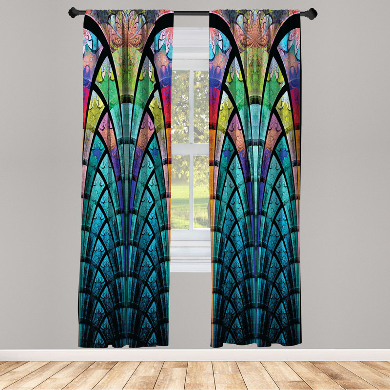 Microfiber Floral Semi-Sheer Rod Pocket Curtain Panels, 28" W x 95" L