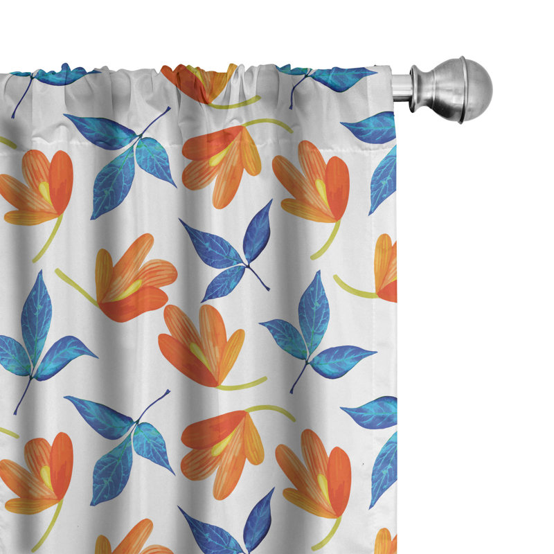 Floral Semi-Sheer Rod Pocket Curtain Panels, 28" x 95"