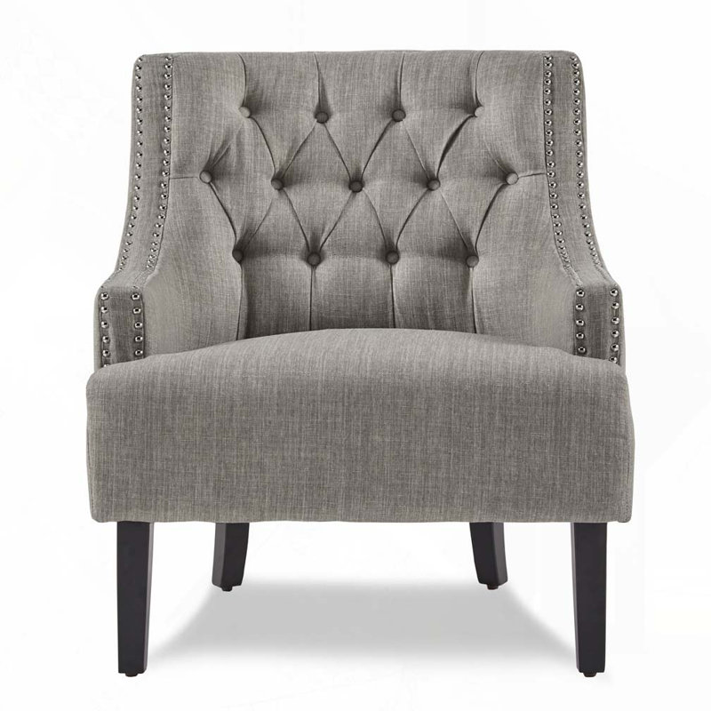Upholstered Wingback Chair, Taupe Chenille