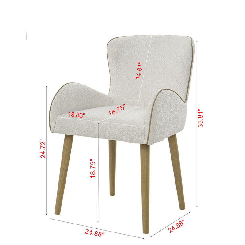 Whisper Beige Boucle & Oak Finish Side Chair (Set-2)