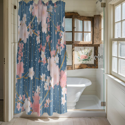 Rideau de douche rose et bleu Cherry Blossom 66