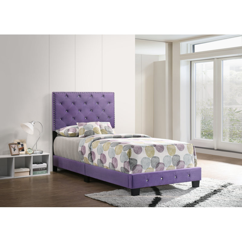 Suffolk Twin Box Spring Bed, Purple, Twin, Purple