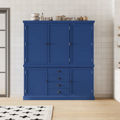 Freestanding Wooden Kitchen Pantry with Drawers, Door Shelves and Adjustable Shelves