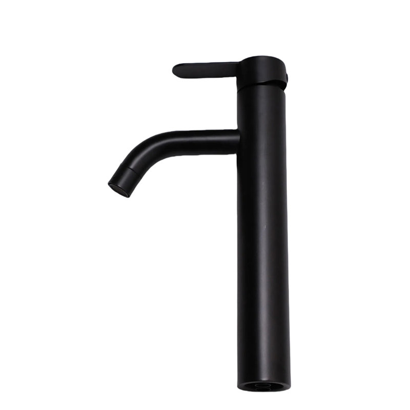 Lavabo de salle de bain vasque en verre trempé avec robinet et bonde escamotable, noir mat | Idée de cadeau